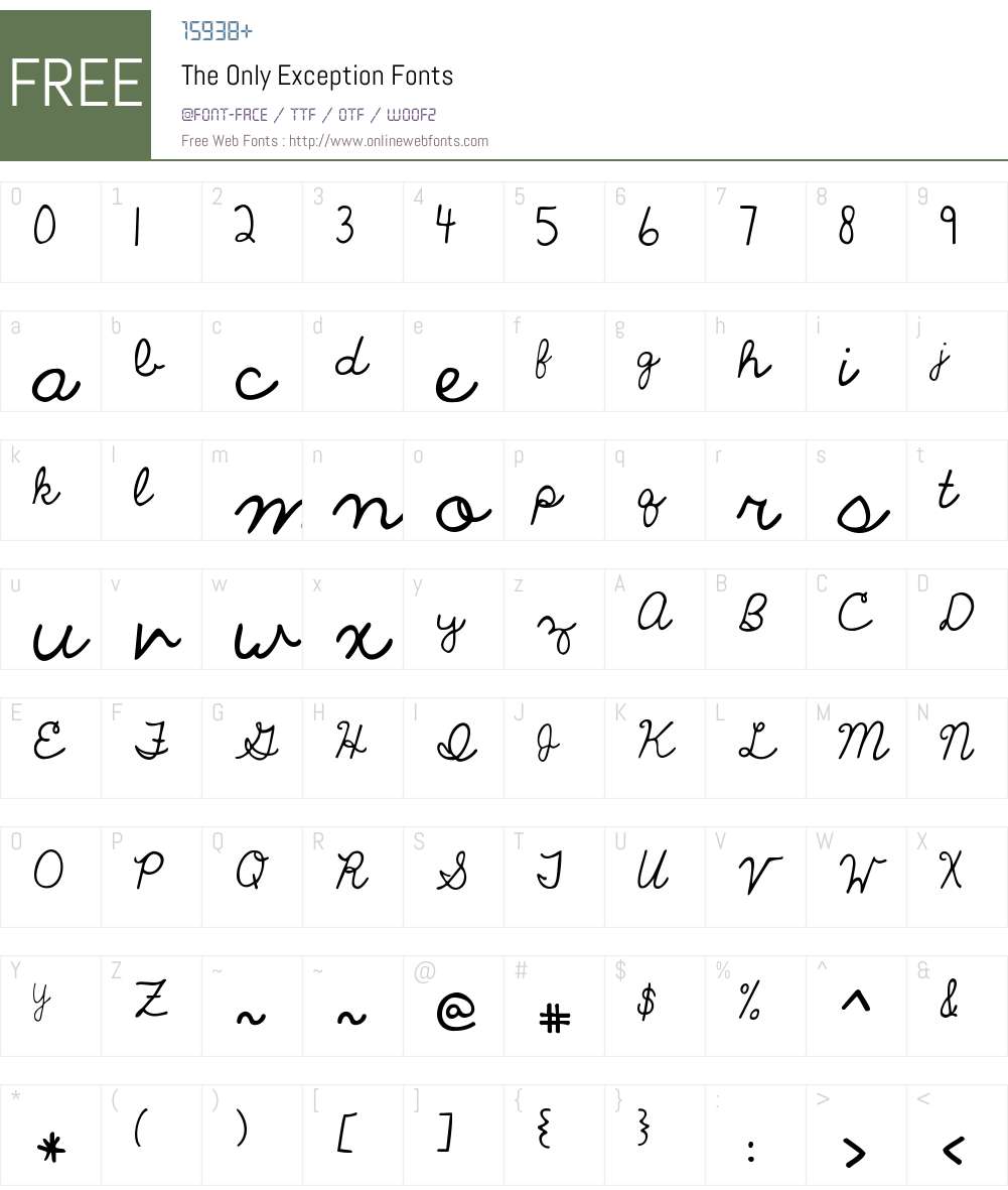 The Only Exception Font Screenshots