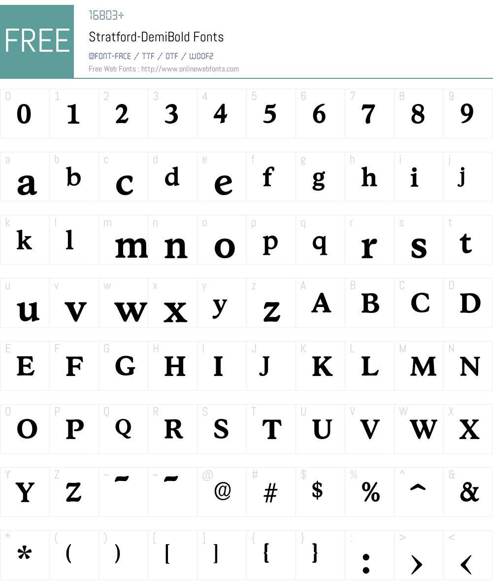 Stratford-DemiBold Font Screenshots