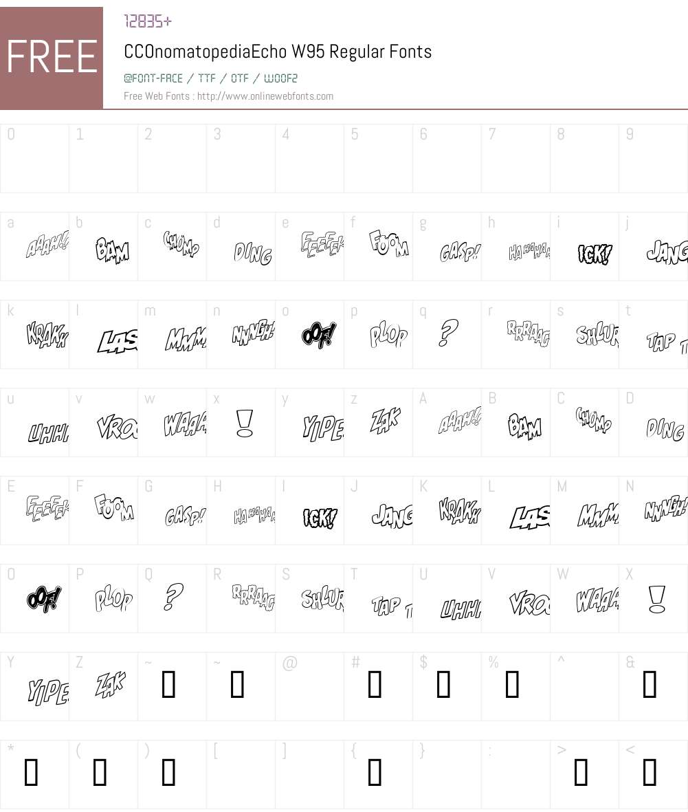 CCOnomatopediaEchoW95-Rg Font Screenshots