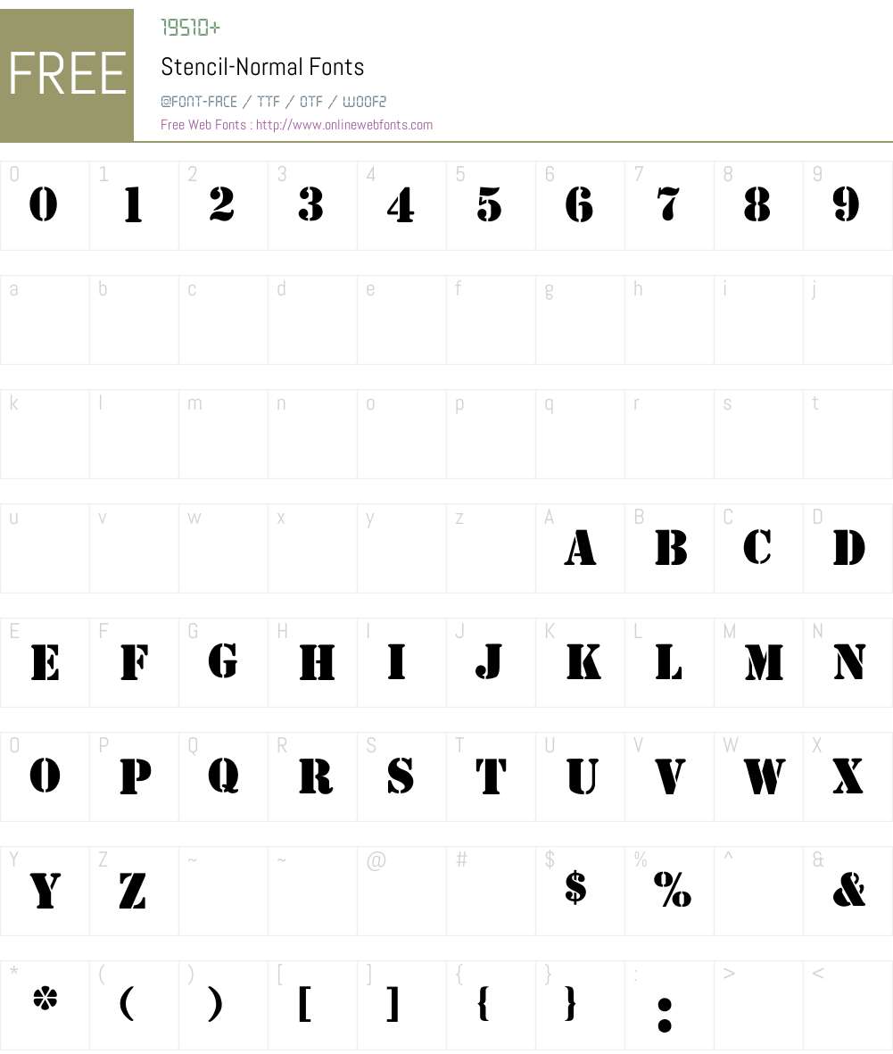 Stencil-Normal Font Screenshots