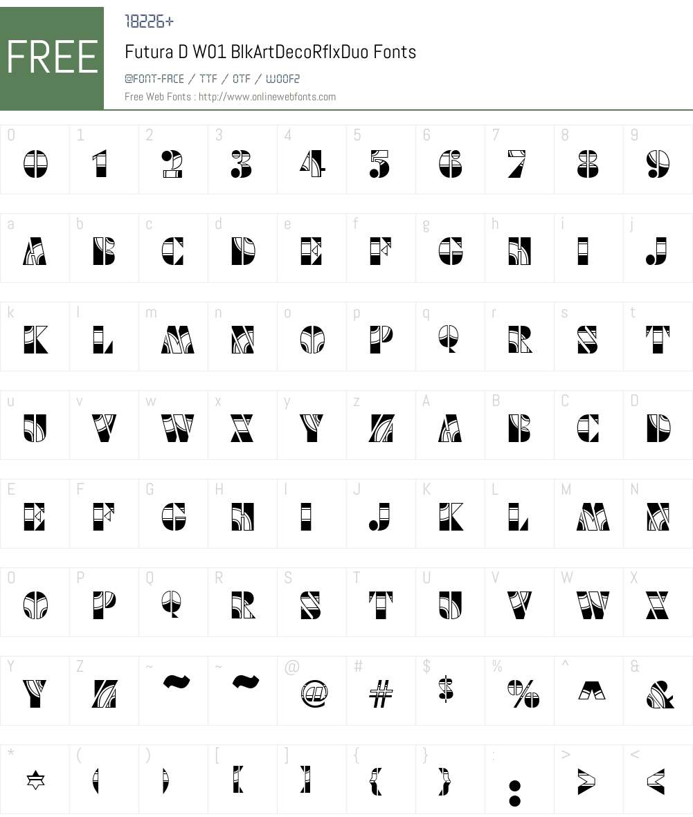 FuturaDW01-BlkArtDecoRflxDu Font Screenshots