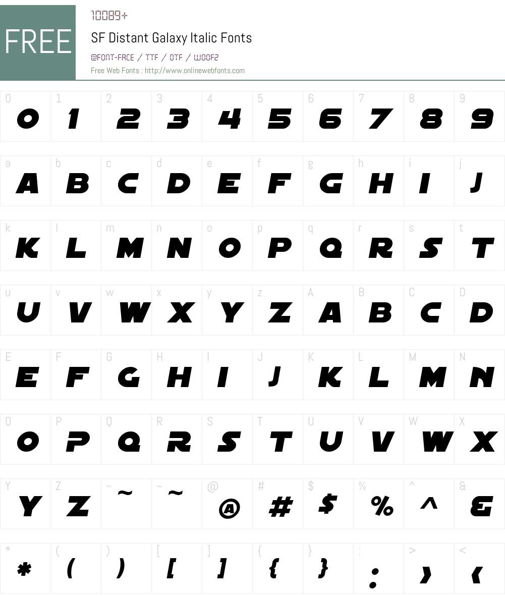 SF Distant Galaxy Font Screenshots