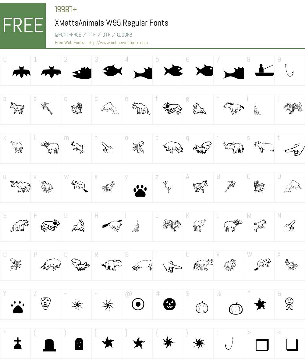 XMattsAnimals Font Screenshots