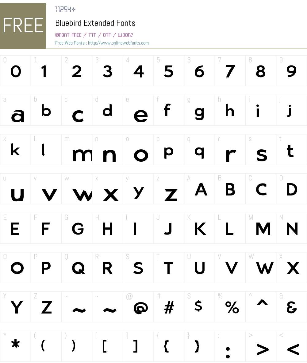 Bluebird Font Screenshots