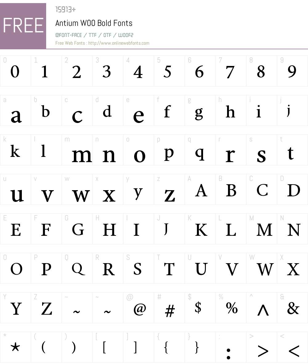 AntiumW00-Bold Font Screenshots
