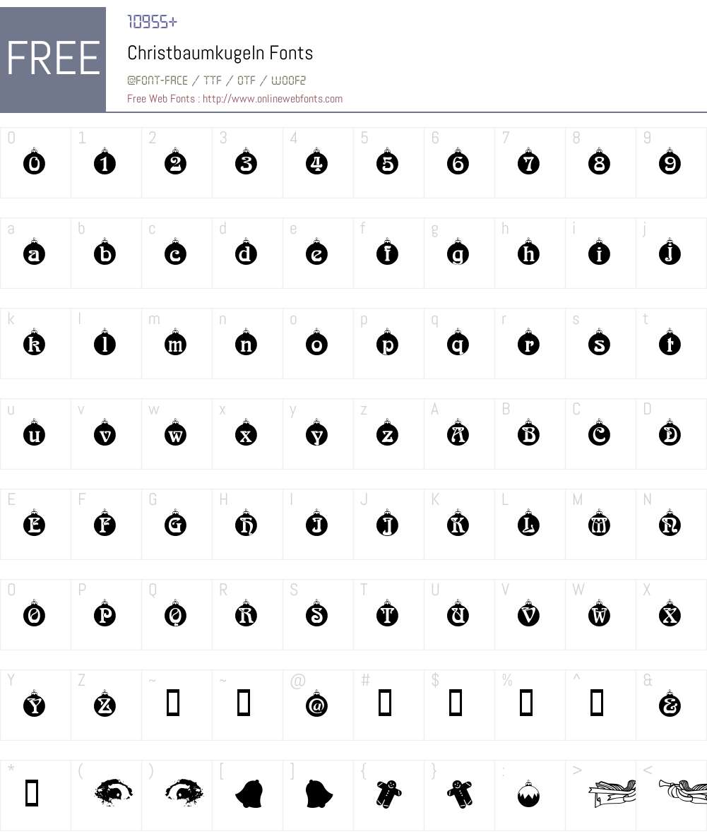 Christbaumkugeln Font Screenshots
