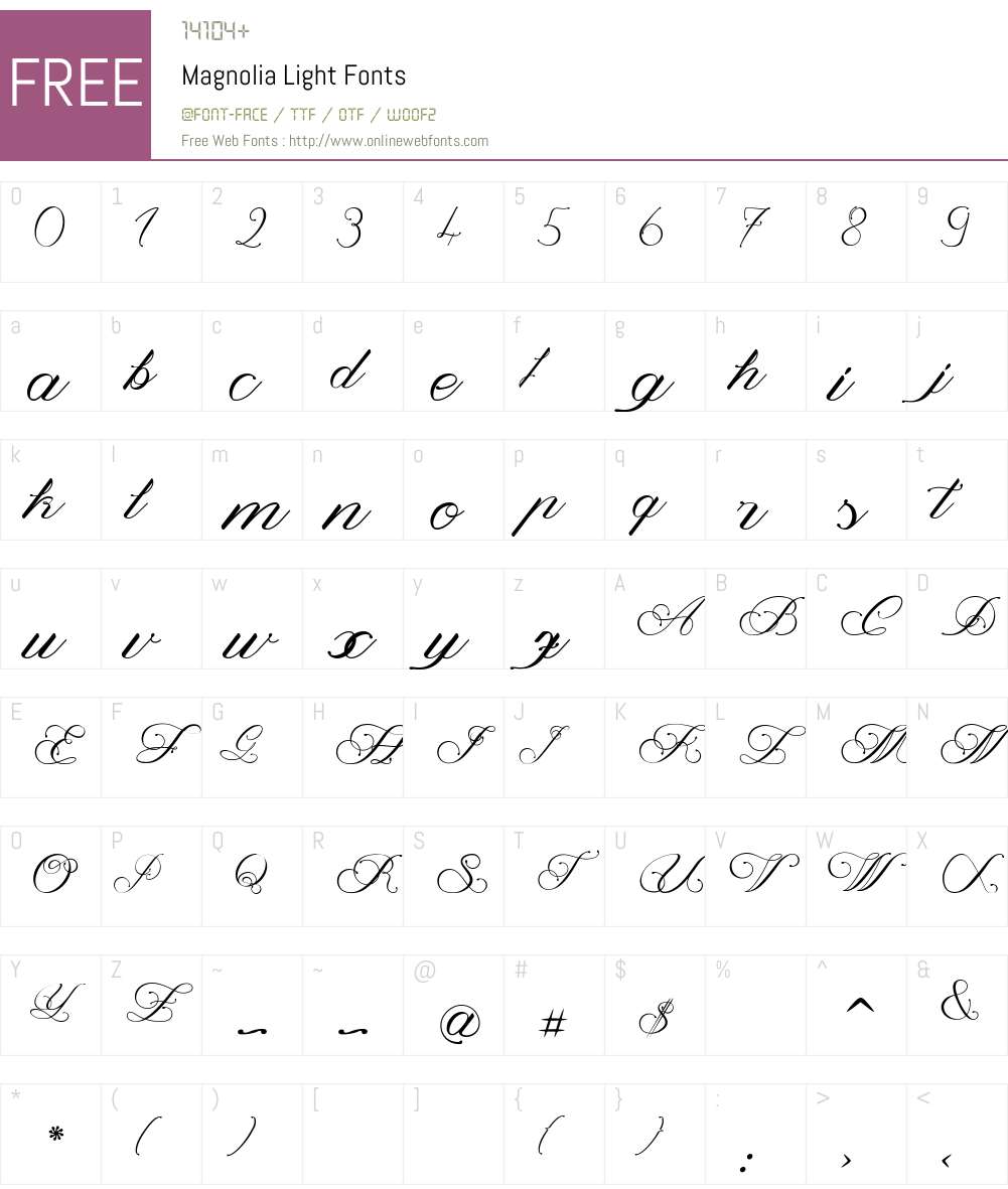 Magnolia Light Font Screenshots