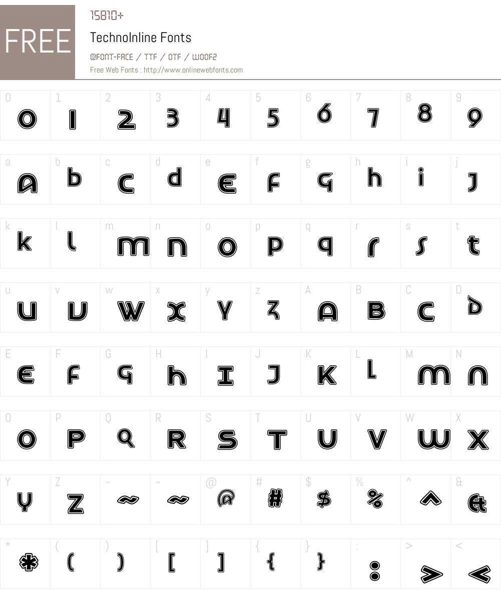 TechnoInline Font Screenshots