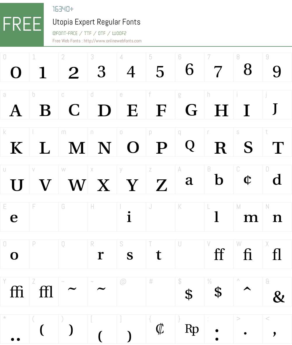 Utopia Font Screenshots