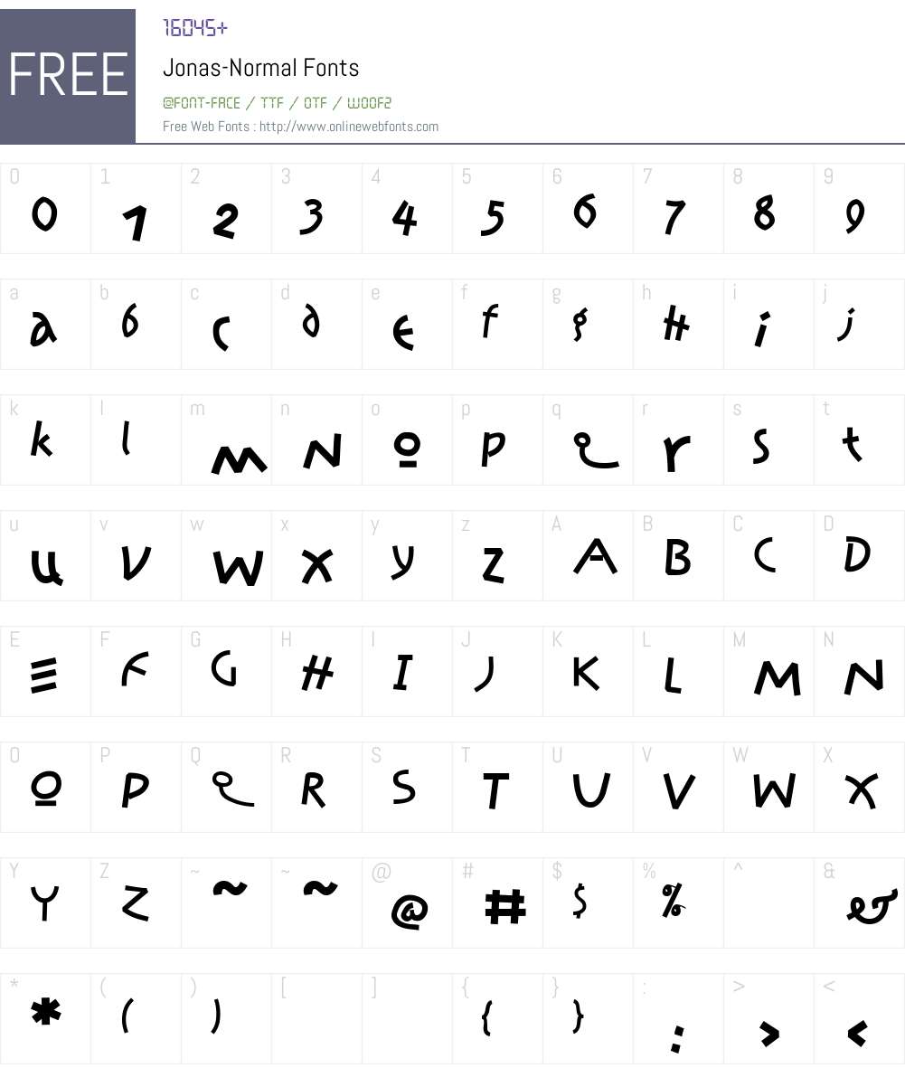 Jonas Font Screenshots