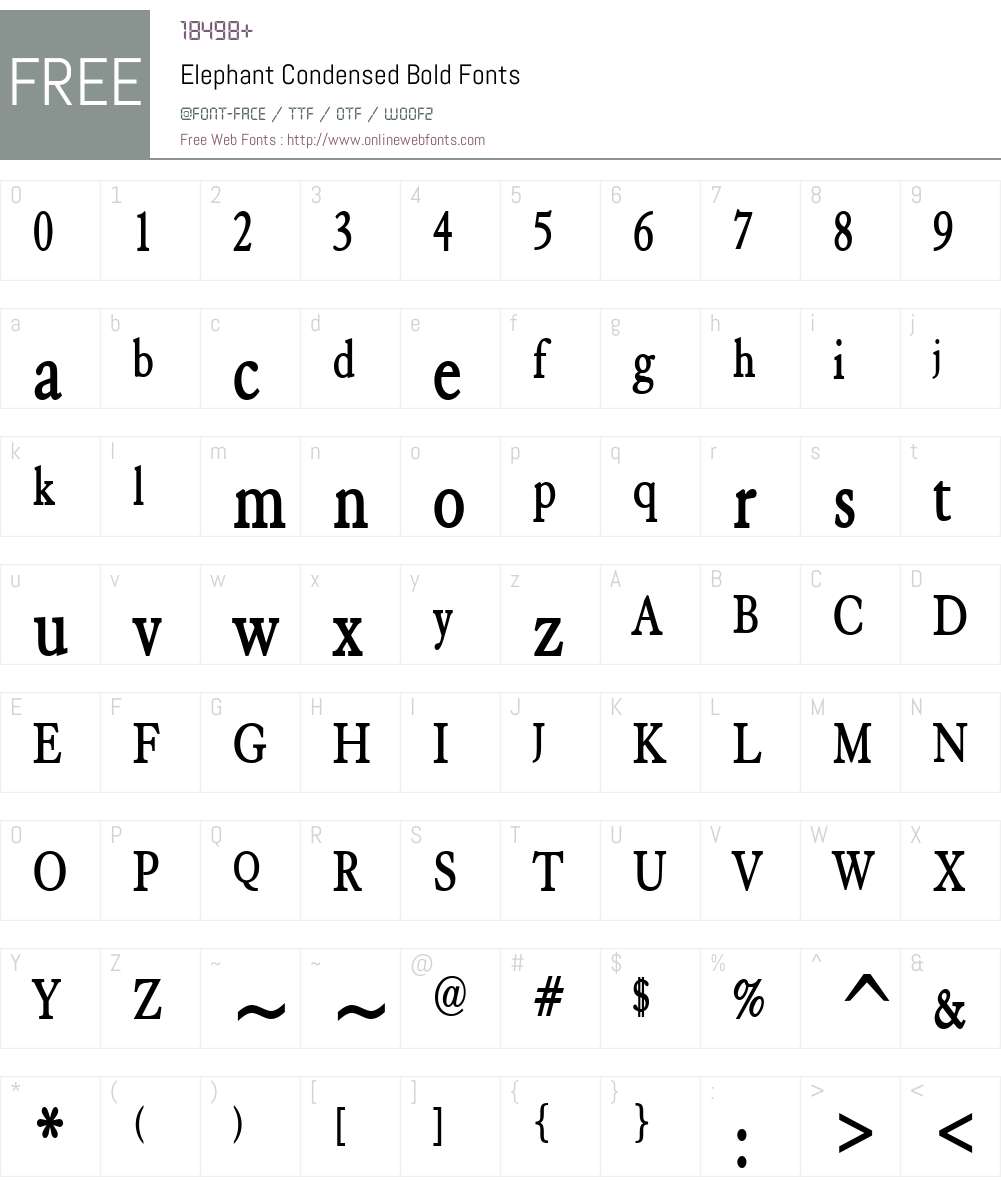 Elephant Condensed Font Screenshots