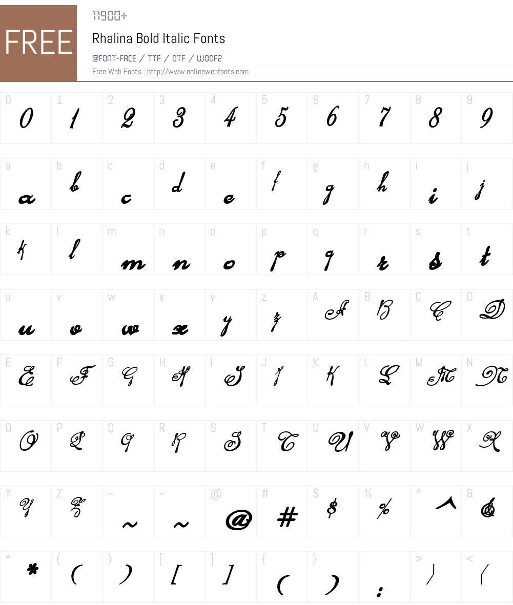 Rhalina Bold Italic Font Screenshots