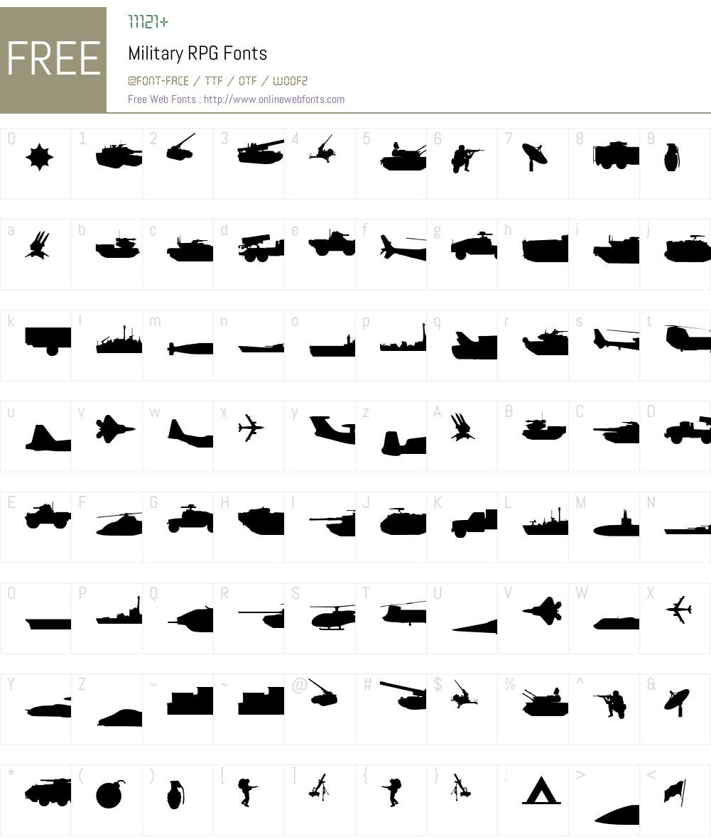 Military RPG Font Screenshots