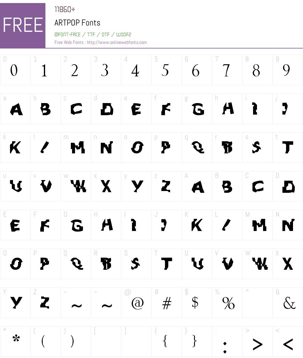 ARTPOP Font Screenshots