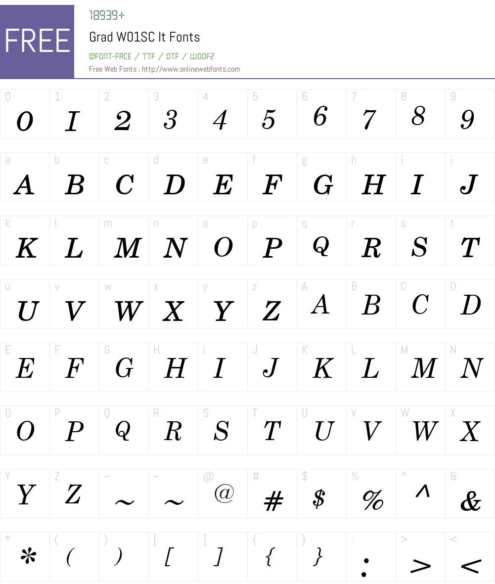 GradW01SC-It Font Screenshots