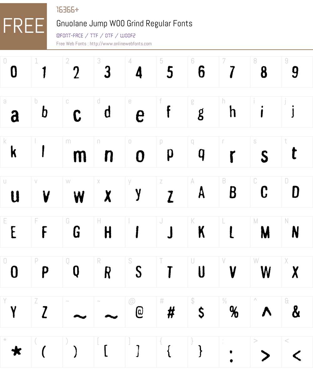 GnuolaneJumpW00-GrindRg Font Screenshots