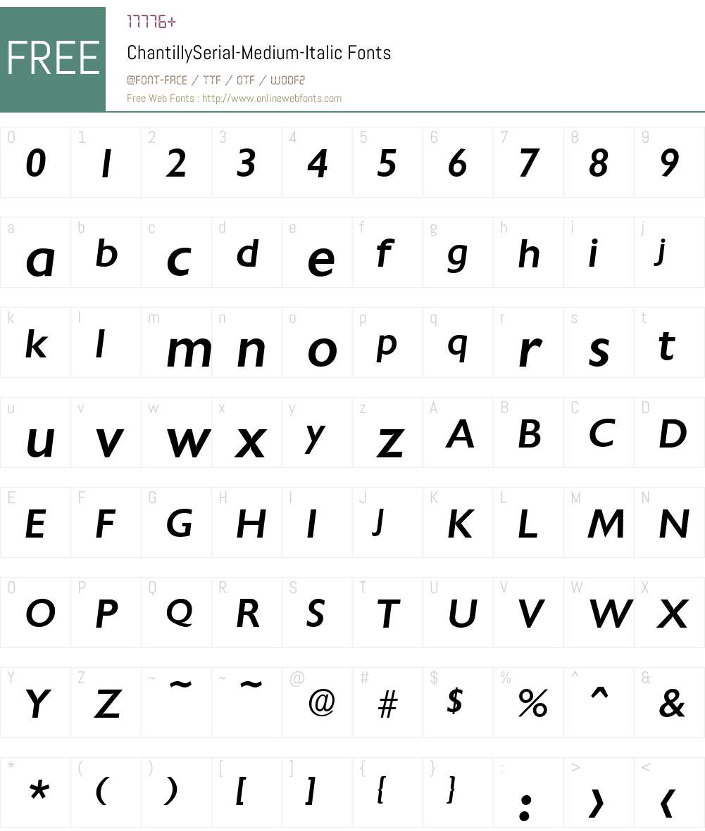 ChantillySerial-Medium Font Screenshots