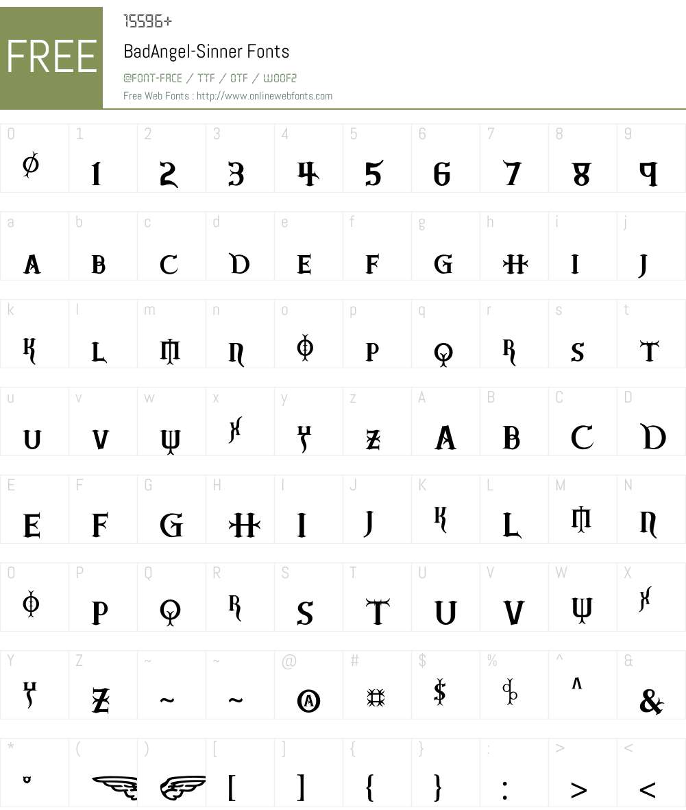 BadAngel Font Screenshots