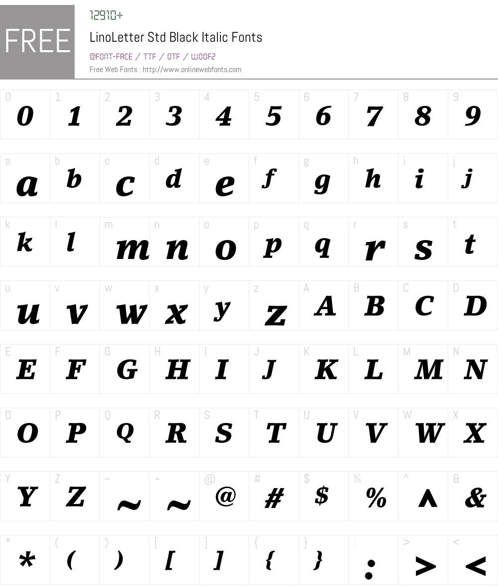 LinoLetter Std Font Screenshots