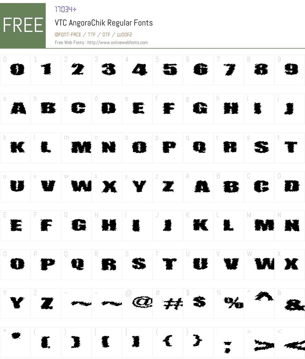 VTC AngoraChik Font Screenshots