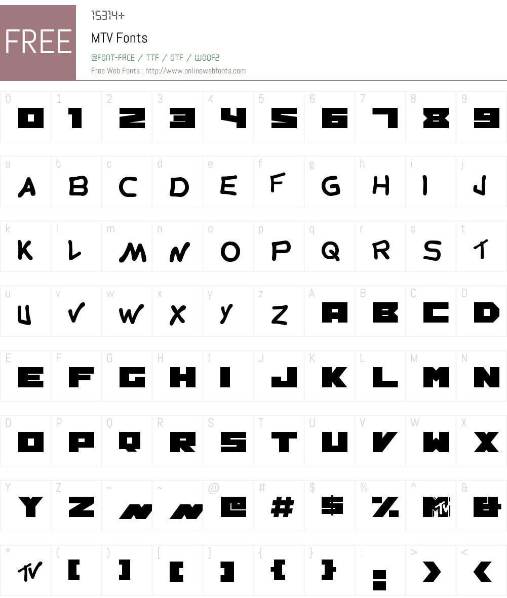 MTV Font Screenshots