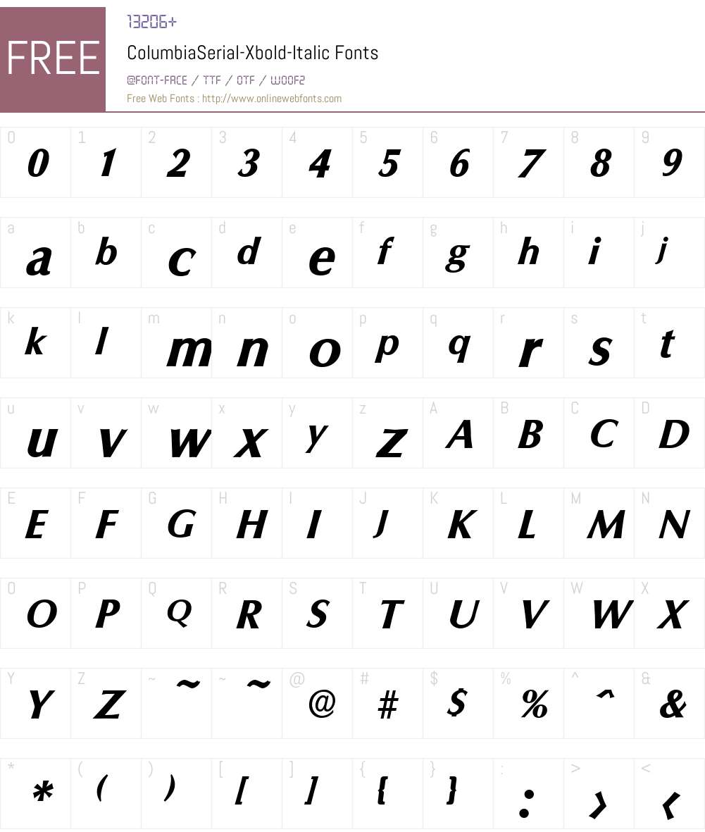 ColumbiaSerial-Xbold Font Screenshots