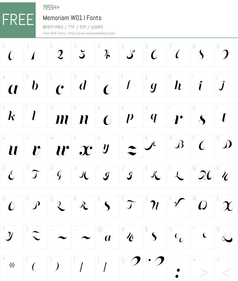 MemoriamW01-I Font Screenshots