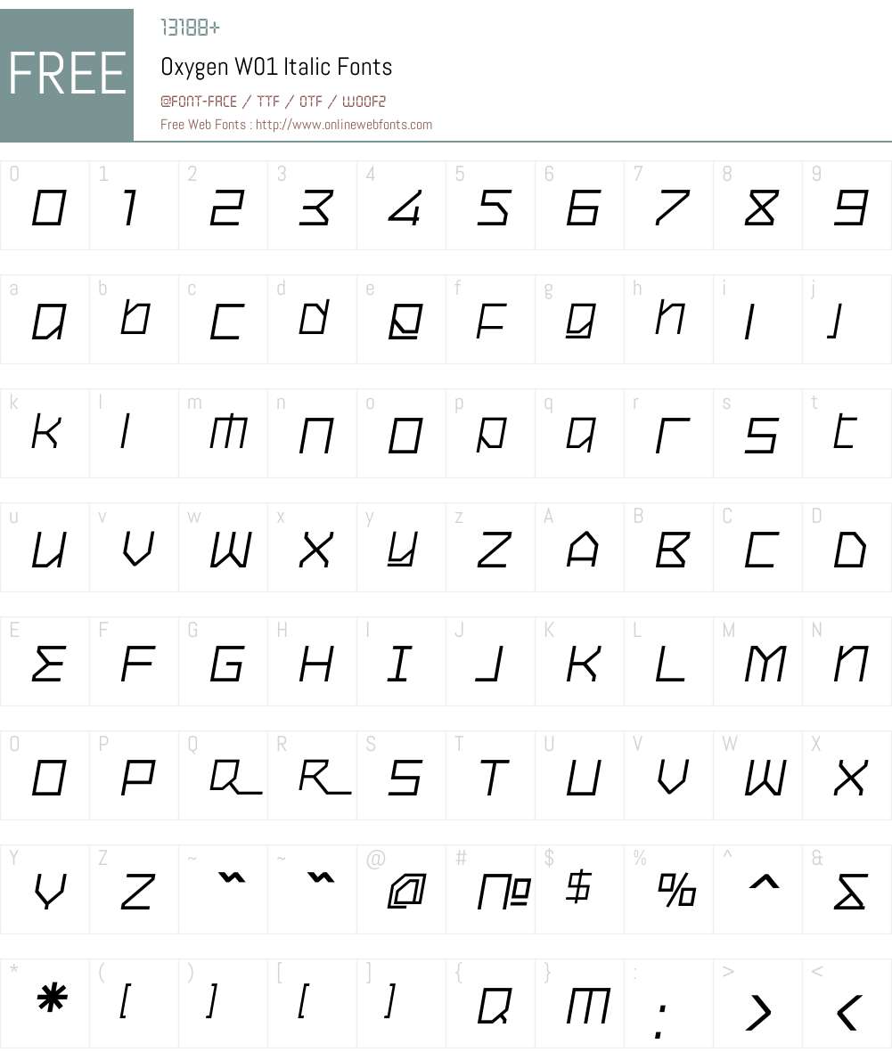 OxygenW01-Italic Font Screenshots
