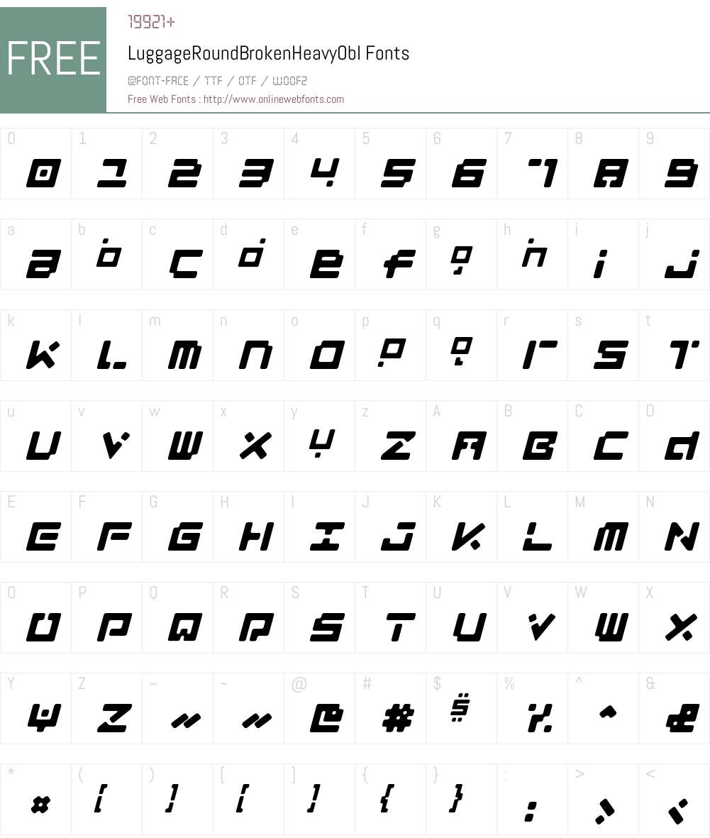 LuggageRoundBroken Font Screenshots