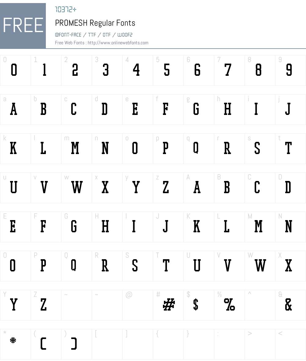 PROMESH Font Screenshots