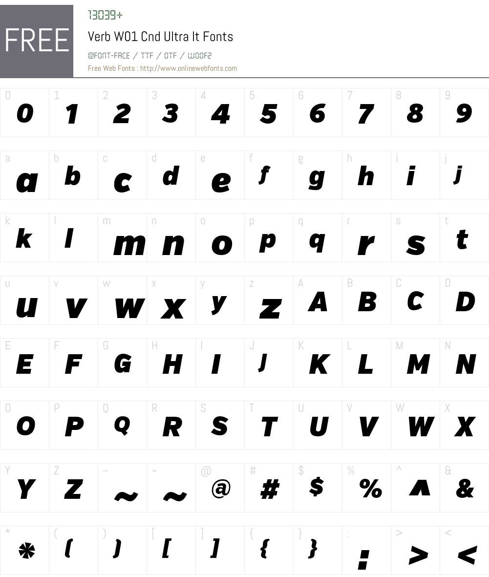 VerbW01-CndUltraIt Font Screenshots