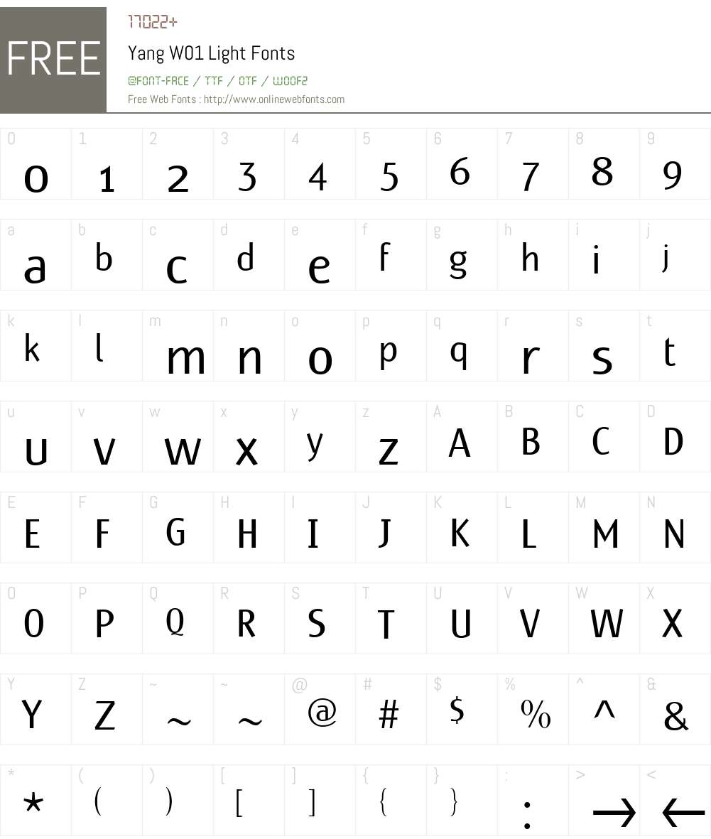 YangW01-Light Font Screenshots