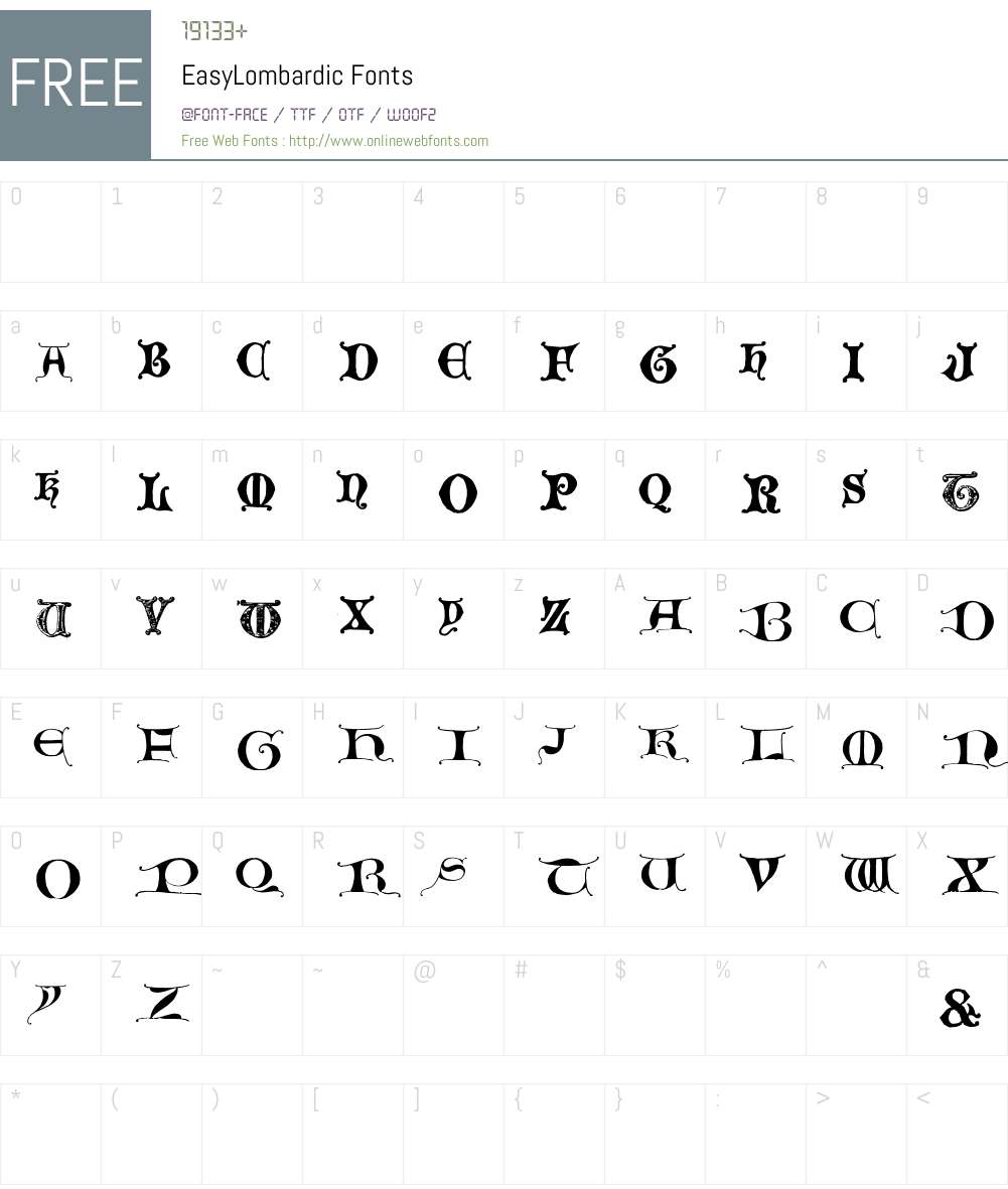 EasyLombardic Font Screenshots