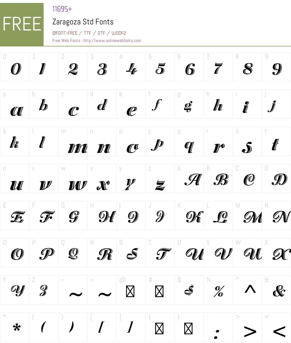 Zaragoza Std Font Screenshots