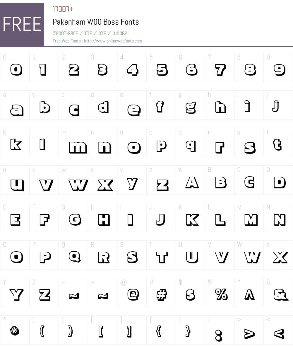 PakenhamW00-Boss Font Screenshots