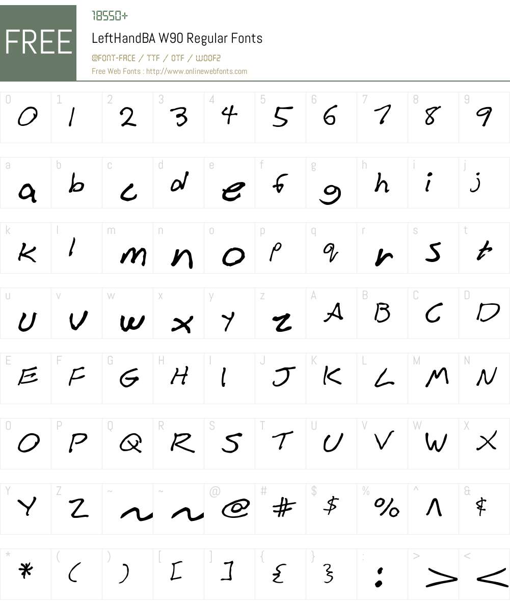 LeftHandBAW90-Regular Font Screenshots