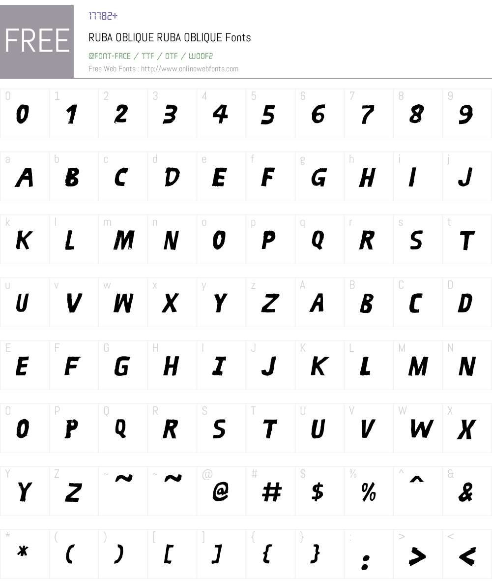 RUBA OBLIQUE Font Screenshots