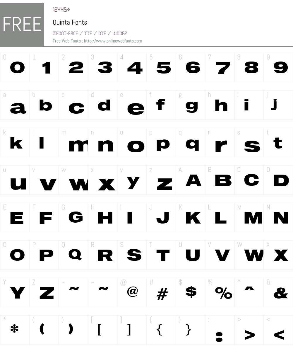Quinta Font Screenshots