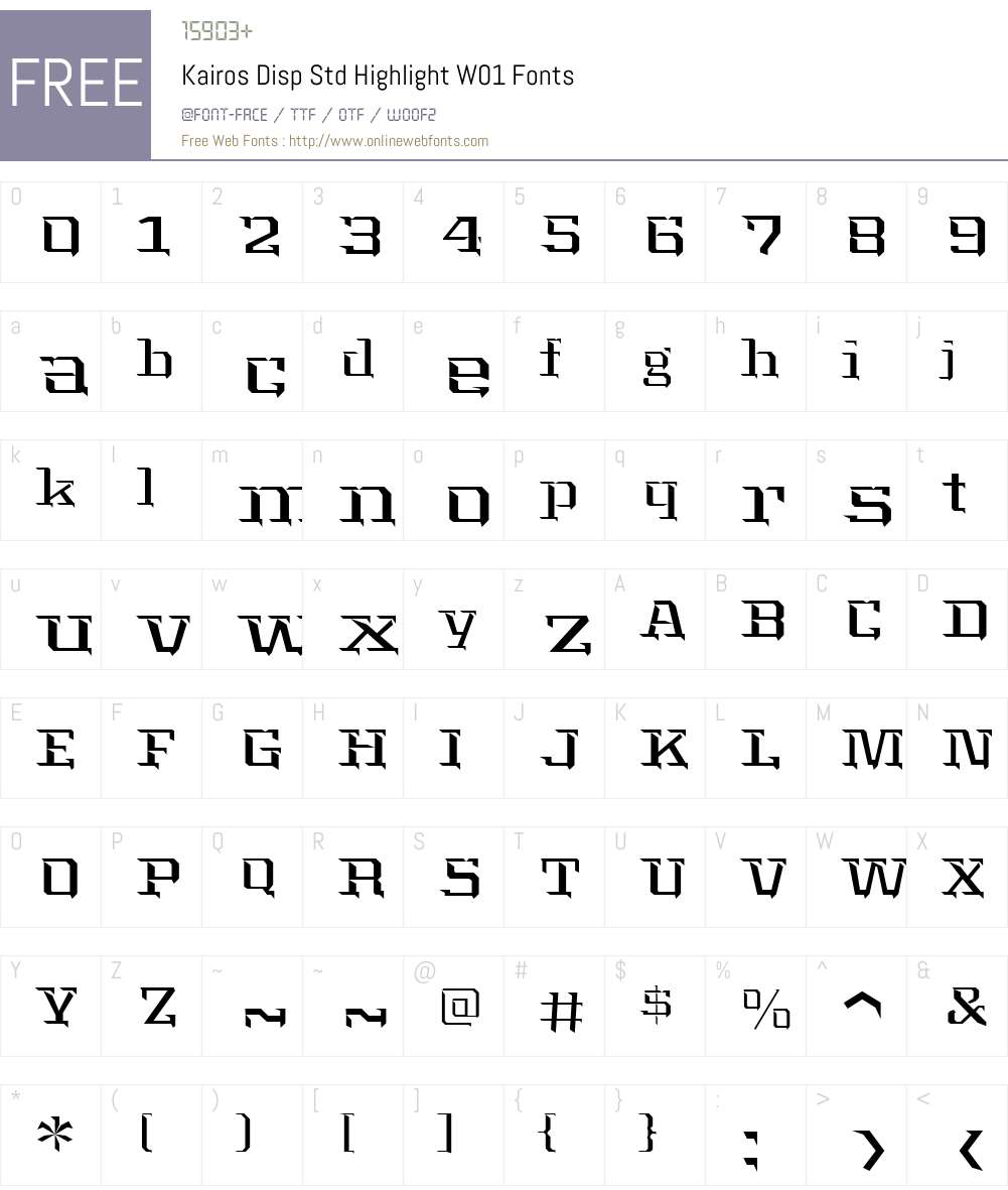 KairosDispStdHighlightW01 Font Screenshots
