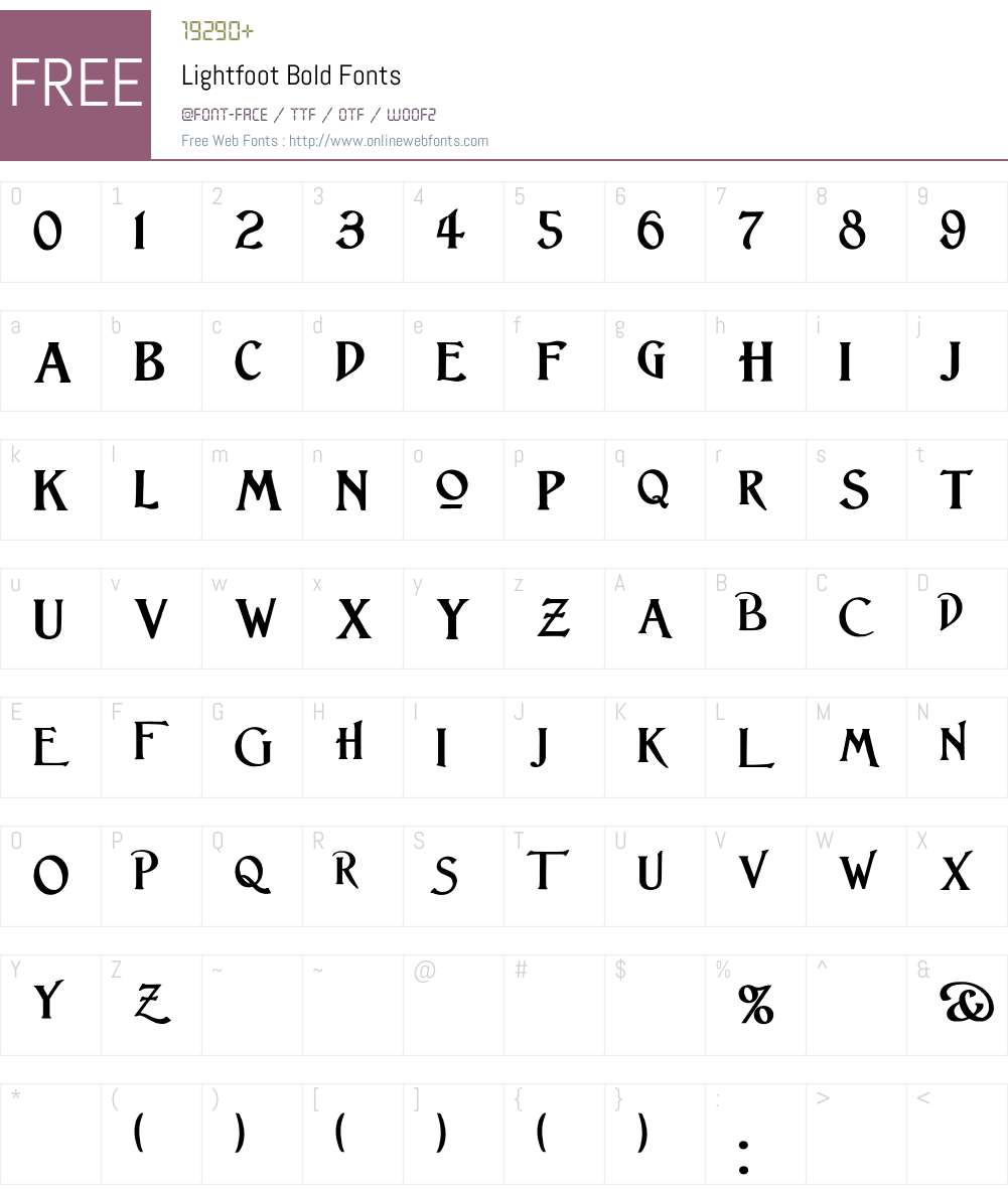 Lightfoot Font Screenshots
