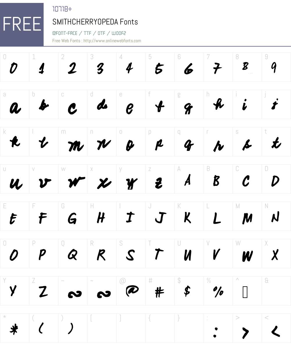 SMITHCHERRYOPEDA Font Screenshots