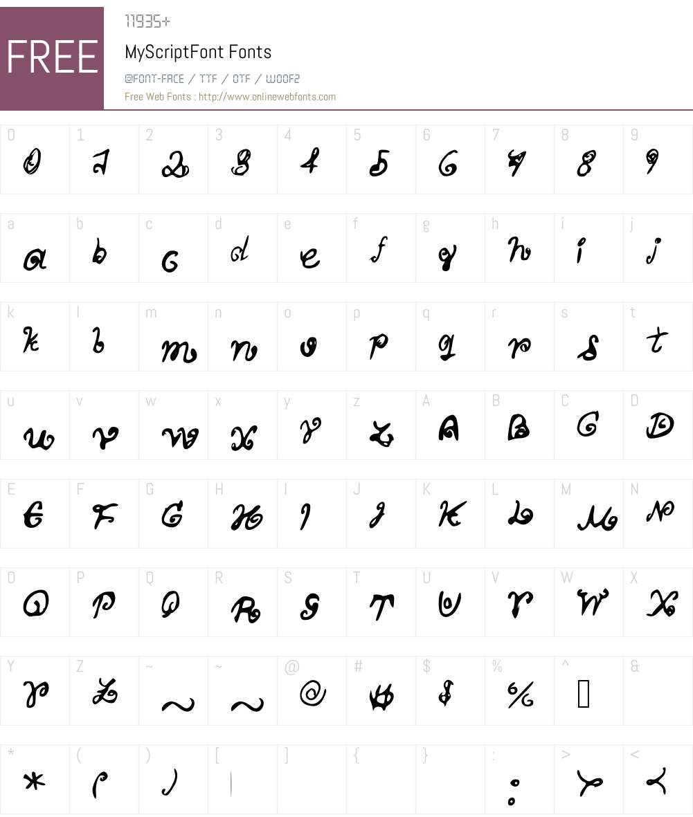 MyScriptFont Font Screenshots