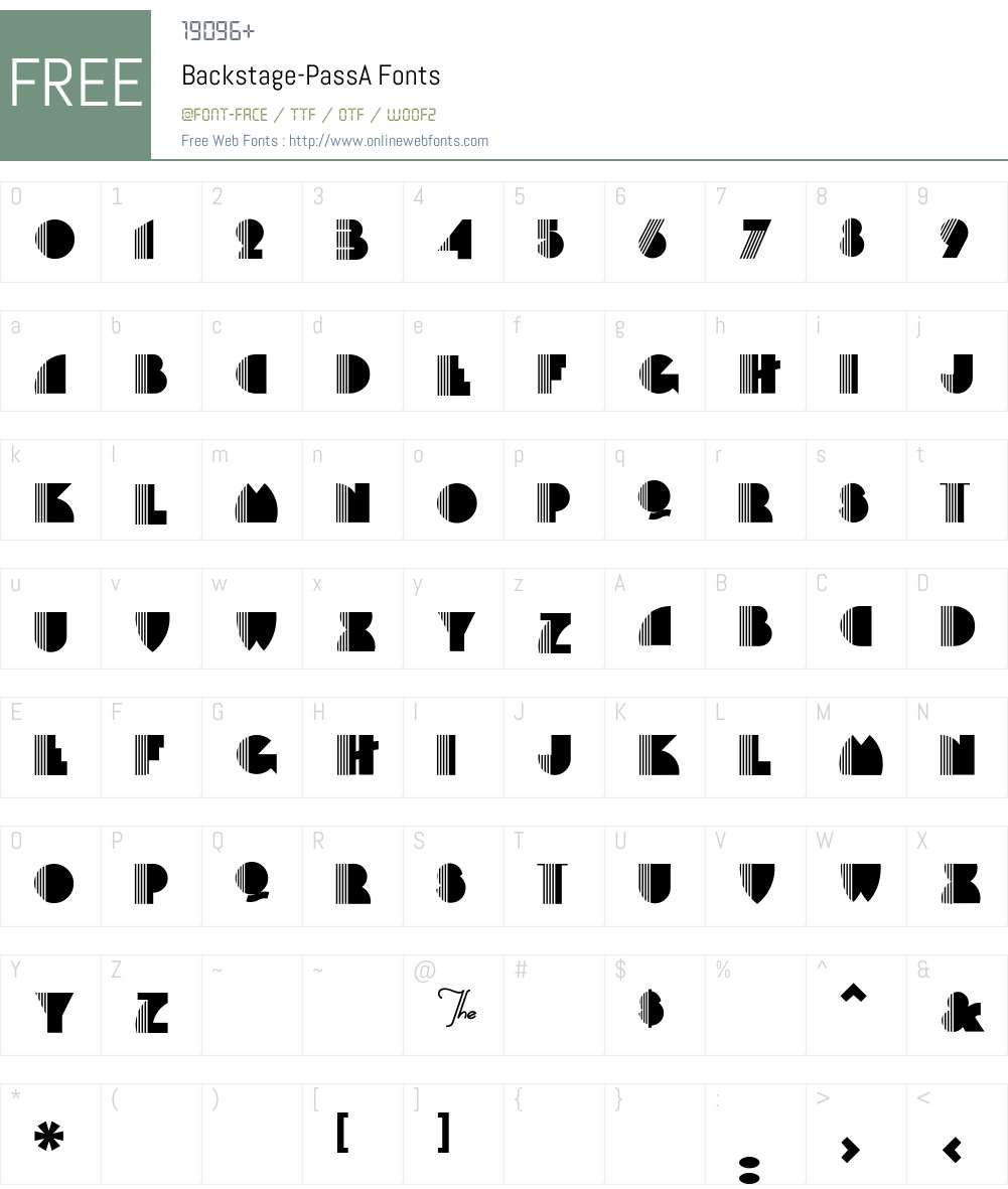Backstage-PassA Font Screenshots