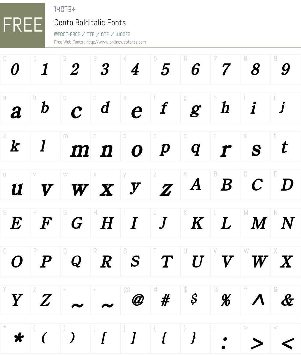Cento Font Screenshots