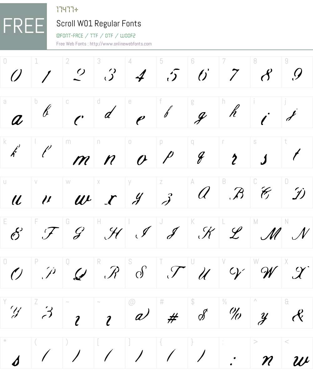 ScrollW01-Regular Font Screenshots