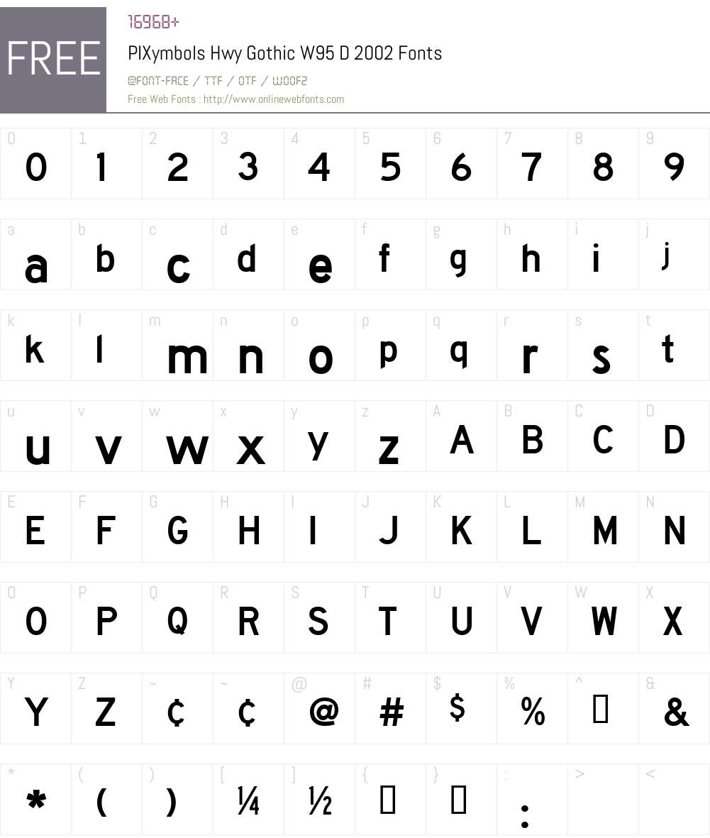 PIXymbolsHwyGothicW95-D2002 Font Screenshots