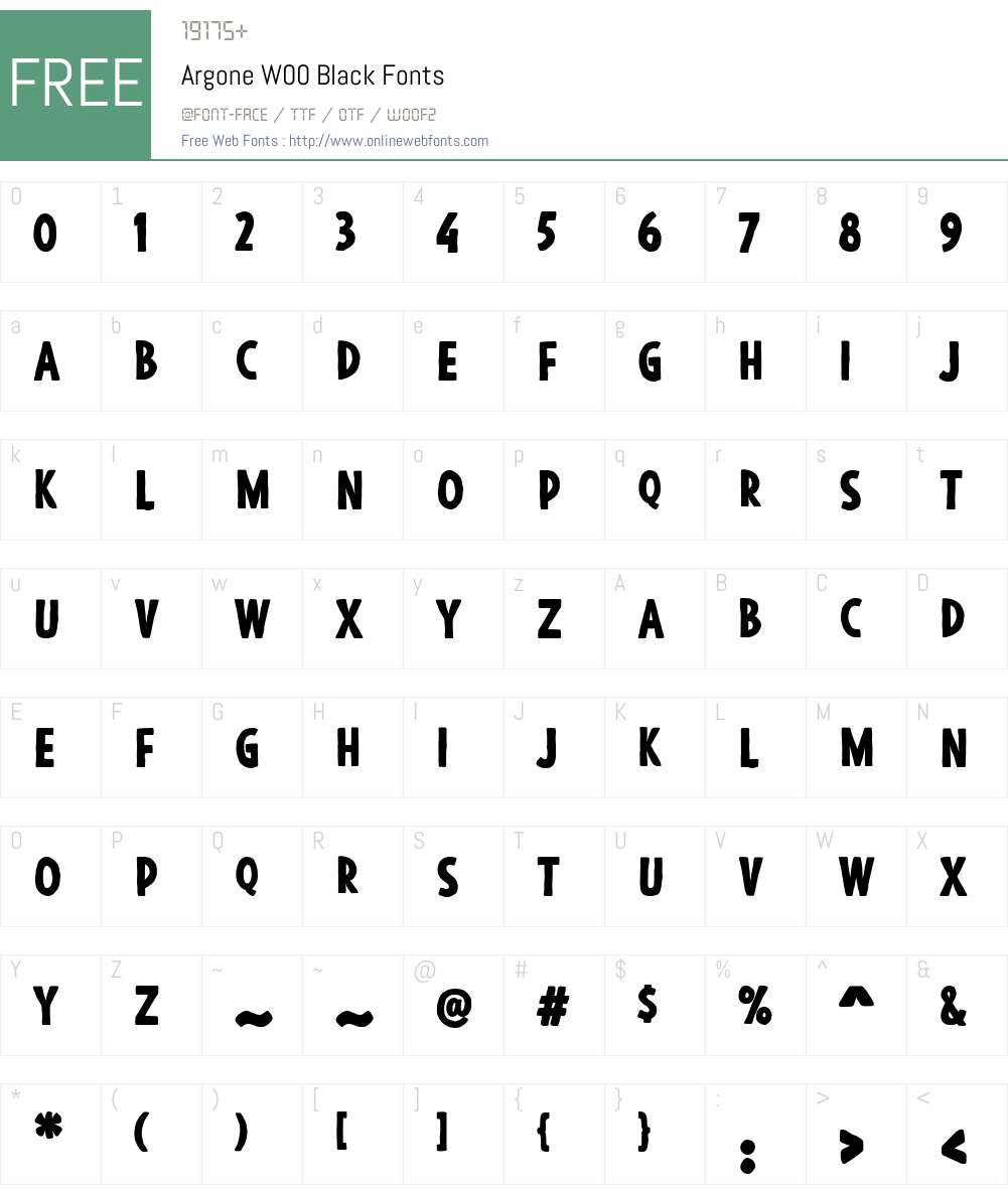 ArgoneW00-Black Font Screenshots