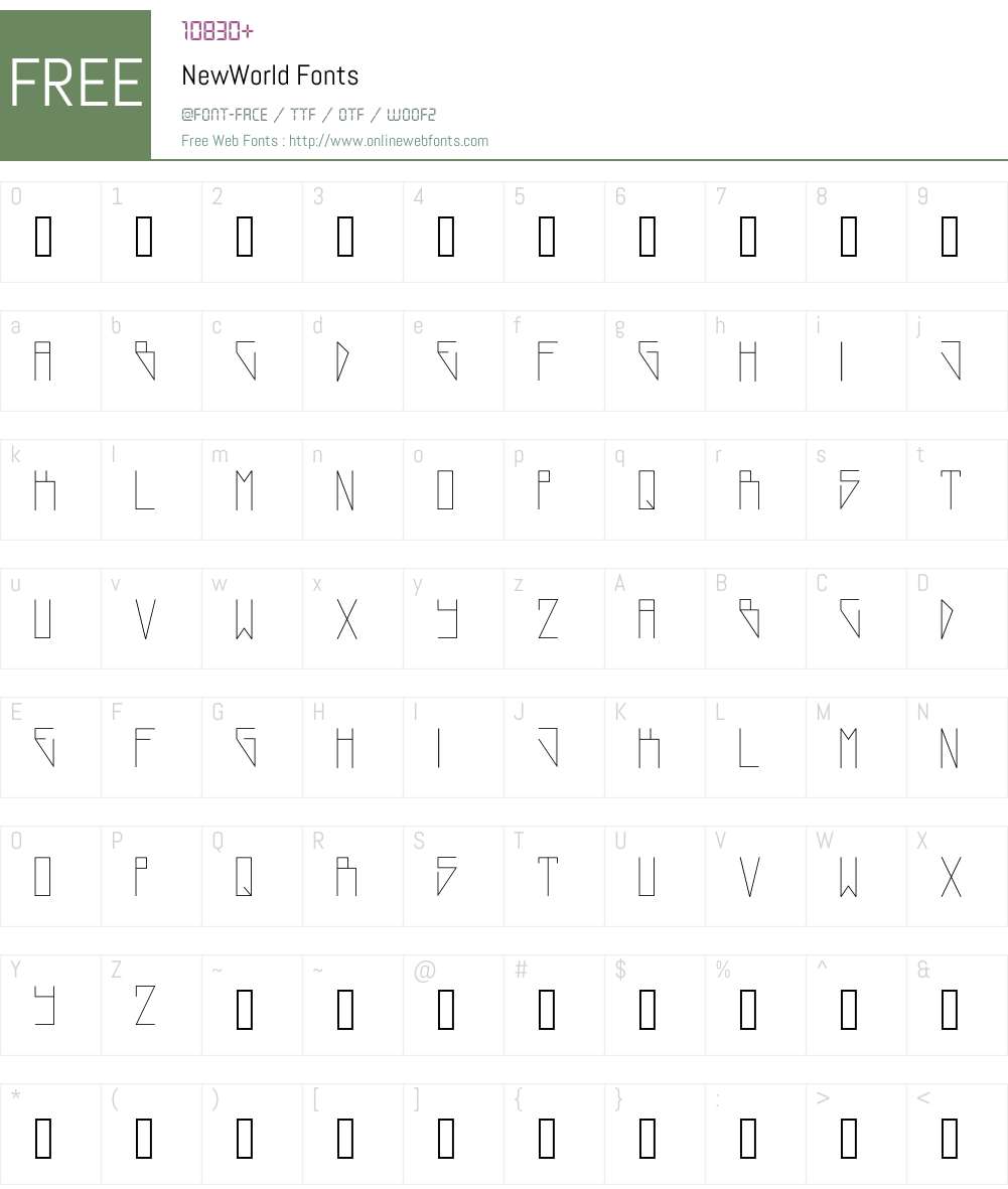 NewWorld Font Screenshots