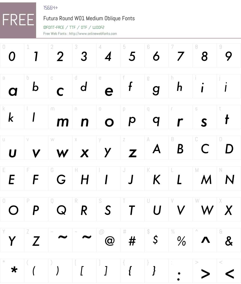FuturaRoundW01-MediumObl Font Screenshots