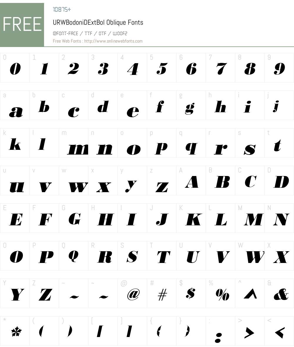 URWBodoniDExtBol Font Screenshots